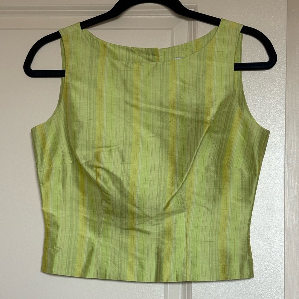 ASAP Saks Fifth Avenue 70s Vintage 100% Silk Stripe Sleeveless Crop Top